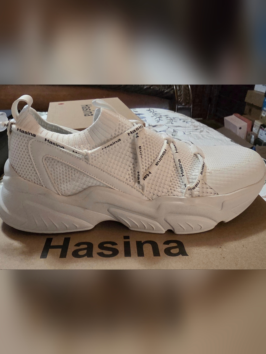 Women's White Knit Platform Slip-On Sneaker